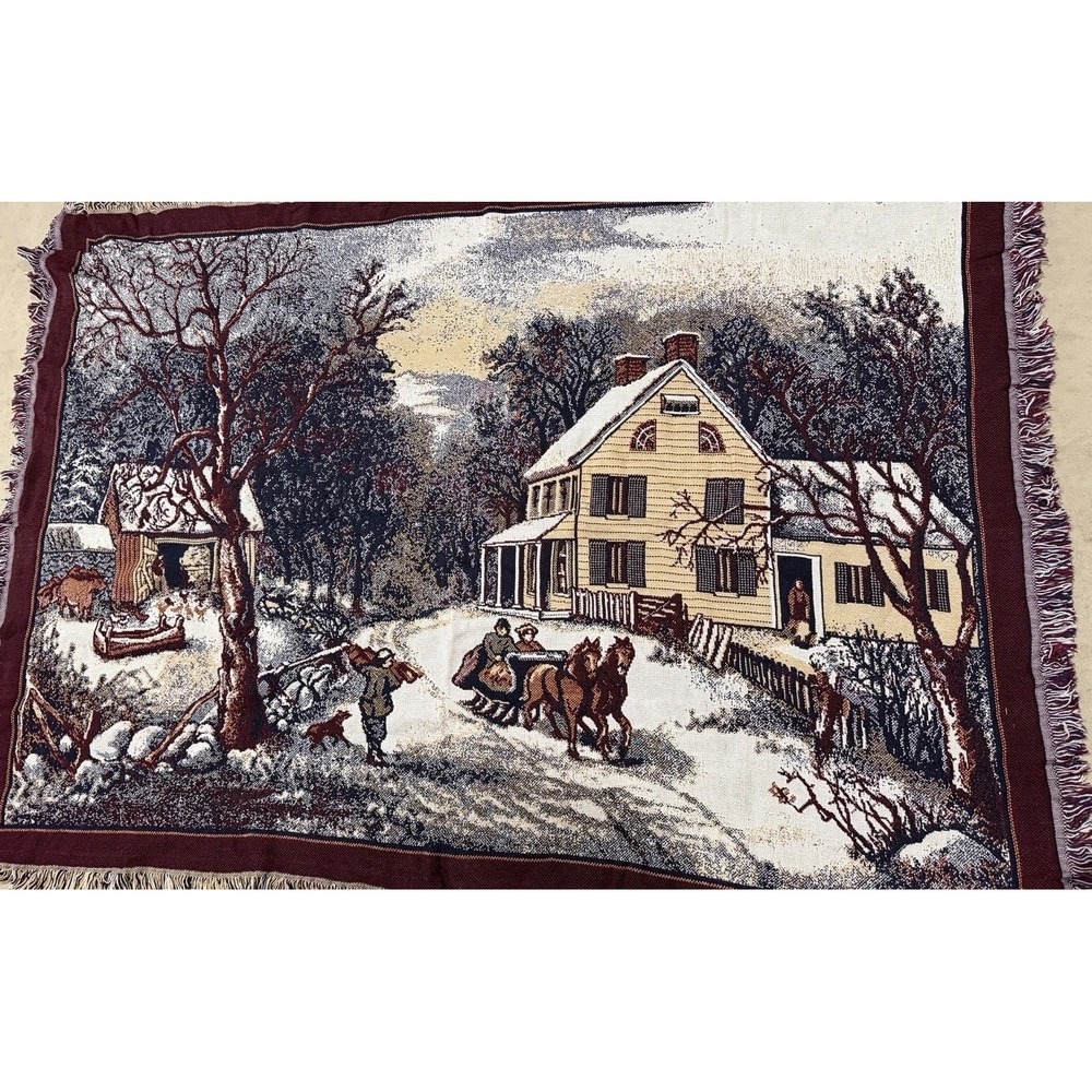 Goodwin Weavers HOMESTEAD WINTER 48 X 68 Cotton Triple Woven Afghan NEW